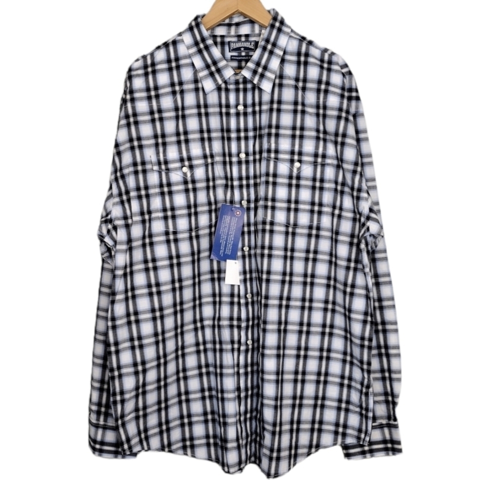 NWT Panhandle Slim Plaid Cowboy Long Sleeve Casual Button Down Shirt Sz XL